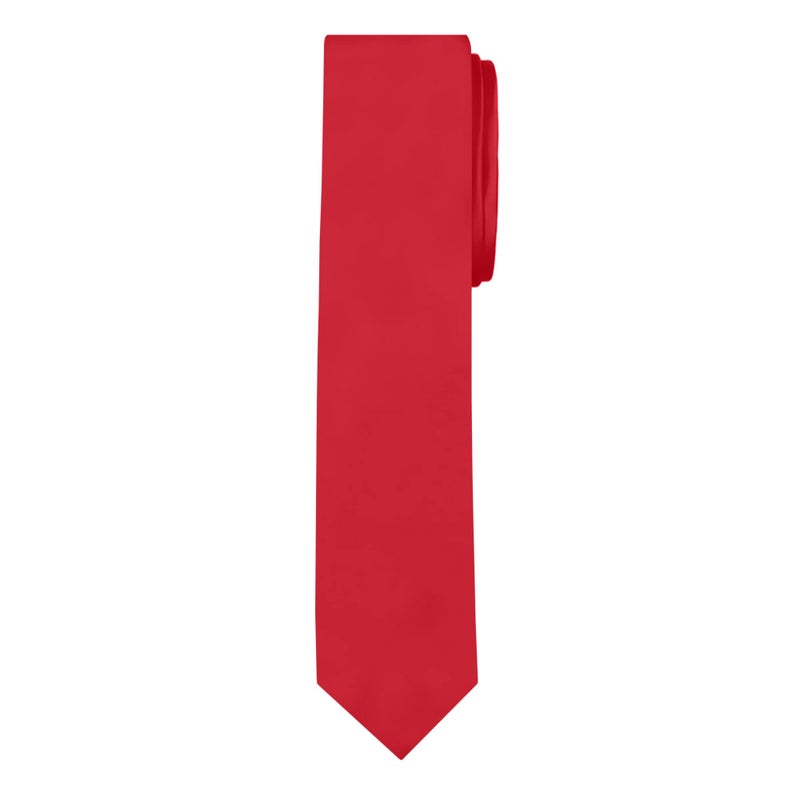 Jacob Alexander Men's Skinny Width 2" Solid Color Tie - Red - Image 1
